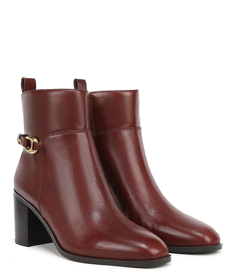 Franco Sarto Valya Leather Block Heel Booties