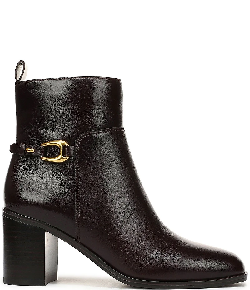 Franco Sarto Valya Leather Block Heel Booties