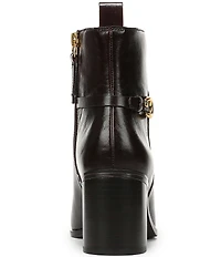 Franco Sarto Valya Leather Block Heel Booties
