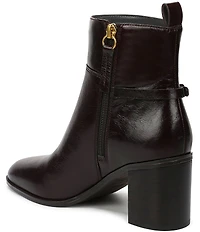 Franco Sarto Valya Leather Block Heel Booties