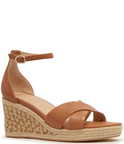 FRANKIE4 Baker Leather Ankle Strap Espadrille Wedge Sandals