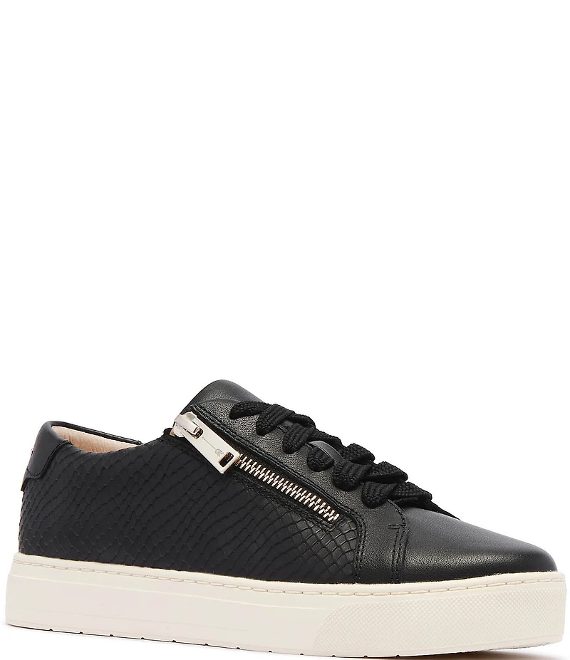 FRANKIE4 Billie II Snake Embossed Leather Zip Sneakers