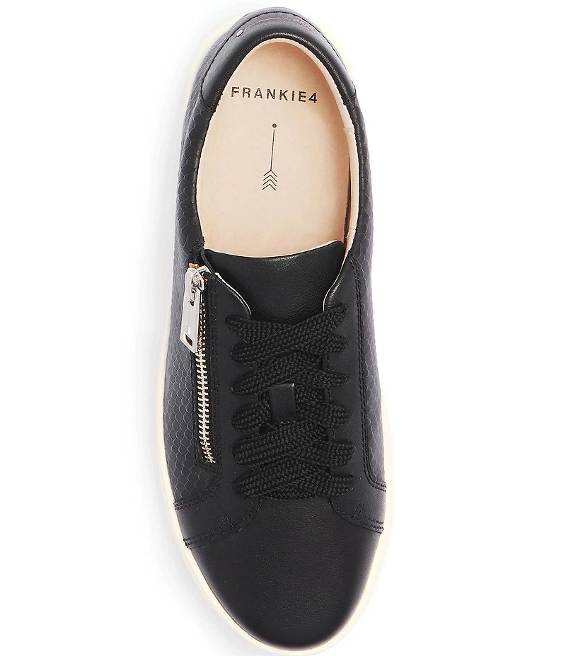 FRANKIE4 Billie II Snake Embossed Leather Zip Sneakers