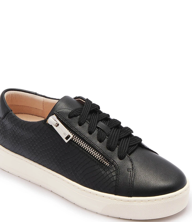 FRANKIE4 Billie II Snake Embossed Leather Zip Sneakers