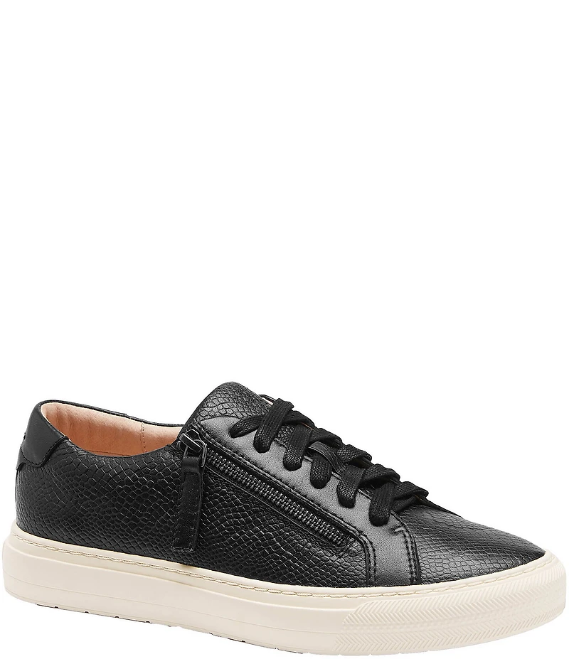 FRANKIE4 Billie Reptile Embossed Leather Zip Sneakers