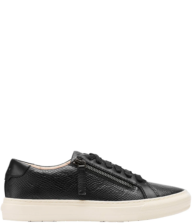 FRANKIE4 Billie Reptile Embossed Leather Zip Sneakers