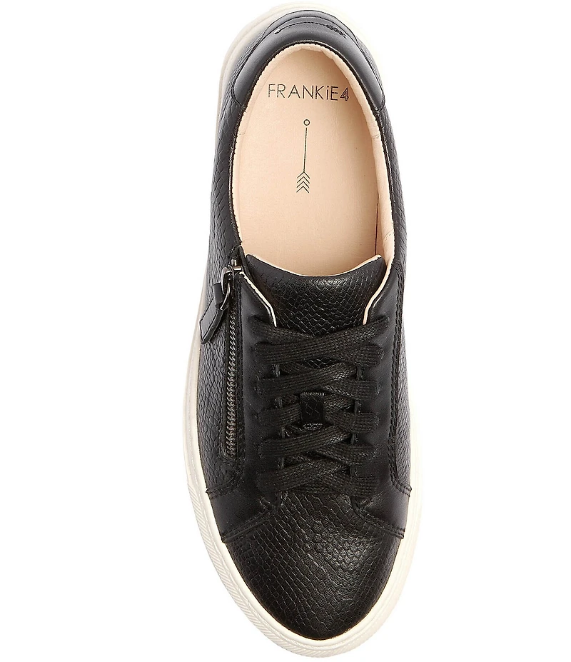 FRANKIE4 Billie Reptile Embossed Leather Zip Sneakers