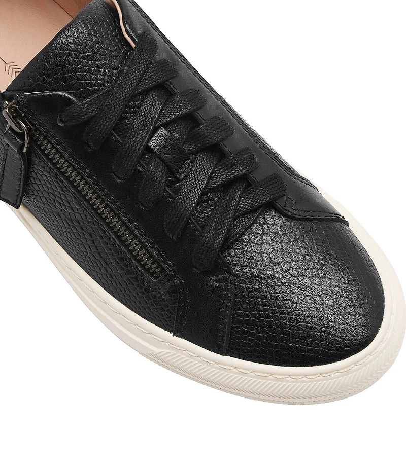 FRANKIE4 Billie Reptile Embossed Leather Zip Sneakers