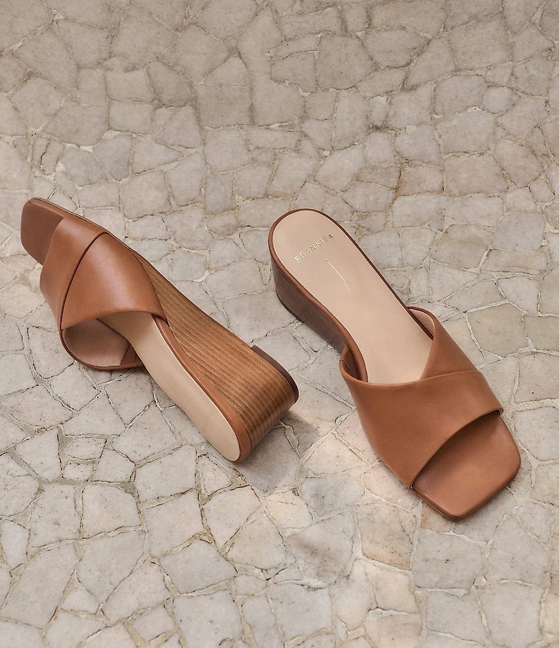 FRANKIE4 Carmen Leather Wedge Slide Sandals