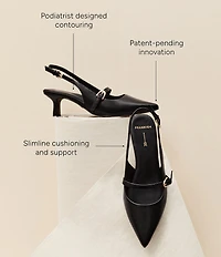 FRANKIE4 Coco Leather Slingback Mary Jane Kitten Heel Pumps