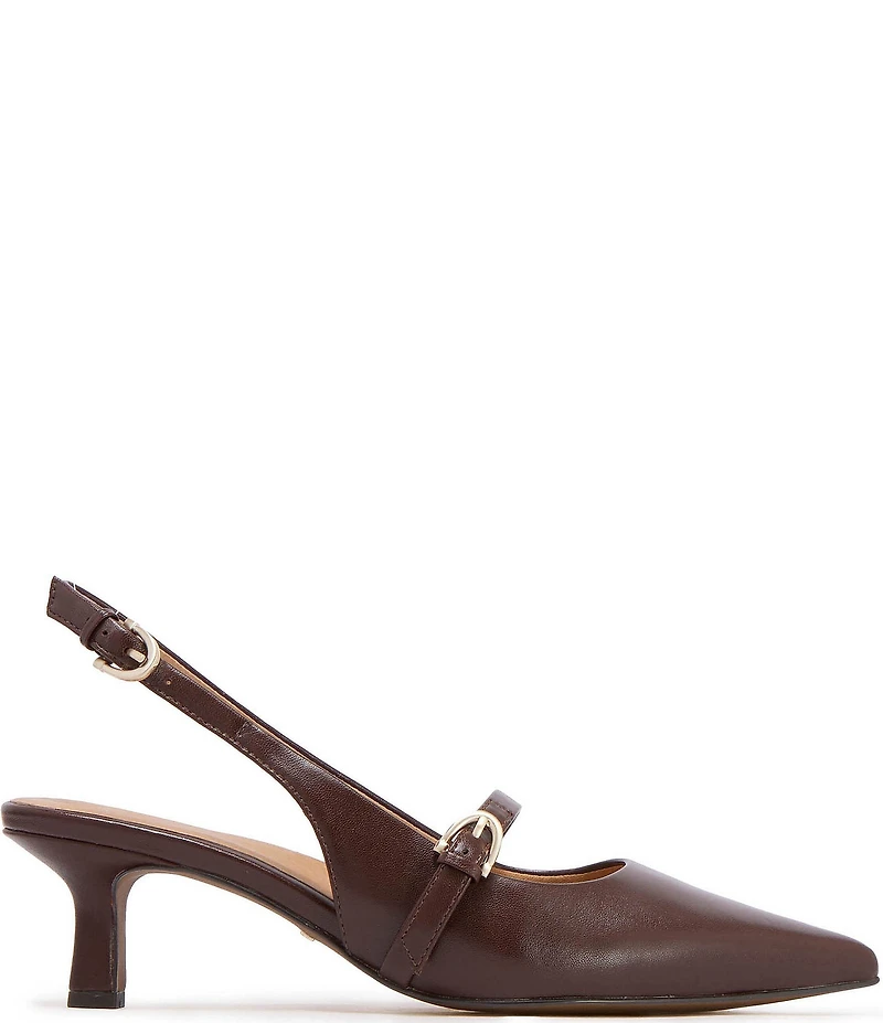FRANKIE4 Coco Leather Slingback Mary Jane Kitten Heel Pumps