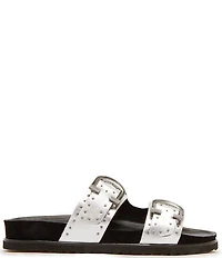 FRANKIE4 Deon Leather Studded Buckled Slide Sandals