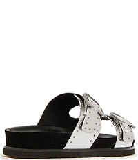 FRANKIE4 Deon Leather Studded Buckled Slide Sandals