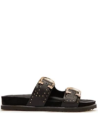 FRANKIE4 Deon Leather Studded Buckled Slide Sandals