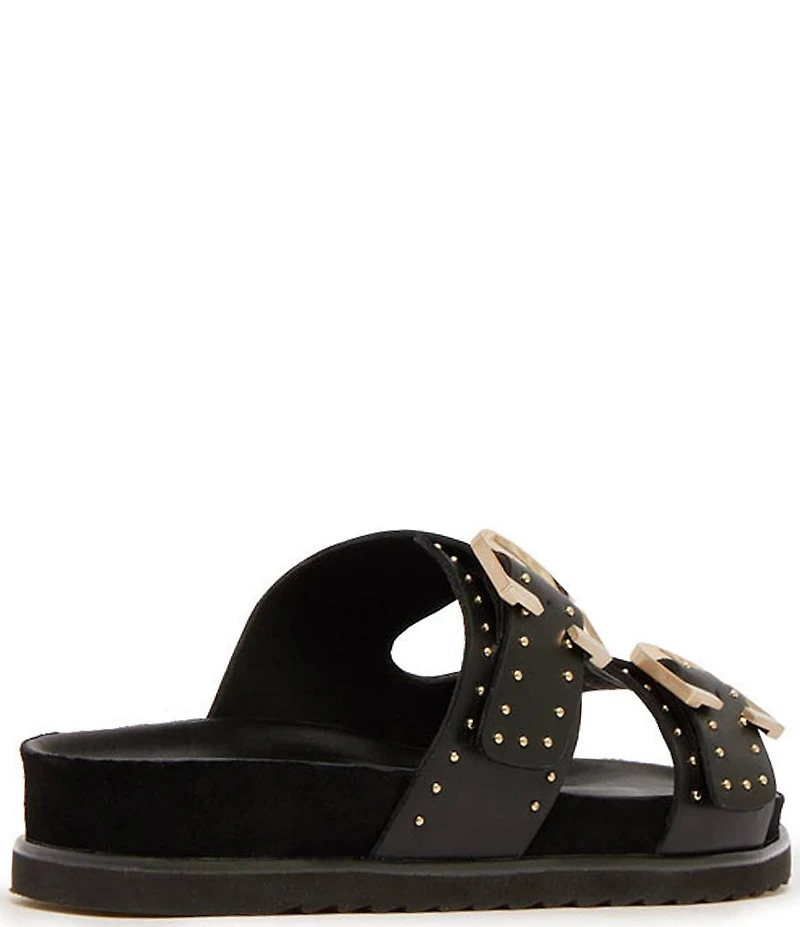 FRANKIE4 Deon Leather Studded Buckled Slide Sandals