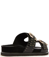 FRANKIE4 Deon Leather Studded Buckled Slide Sandals