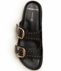 FRANKIE4 Deon Leather Studded Buckled Slide Sandals