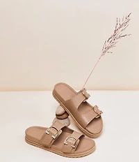 FRANKIE4 Deon Leather Studded Buckled Slide Sandals