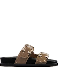 FRANKIE4 Deon Studded Suede Buckled Footbed Slides