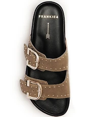 FRANKIE4 Deon Studded Suede Buckled Footbed Slides
