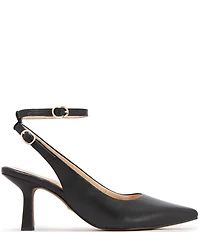FRANKIE4 Gigi Leather Pointed Toe Slingback Ankle Strap Pumps