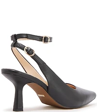 FRANKIE4 Gigi Leather Pointed Toe Slingback Ankle Strap Pumps