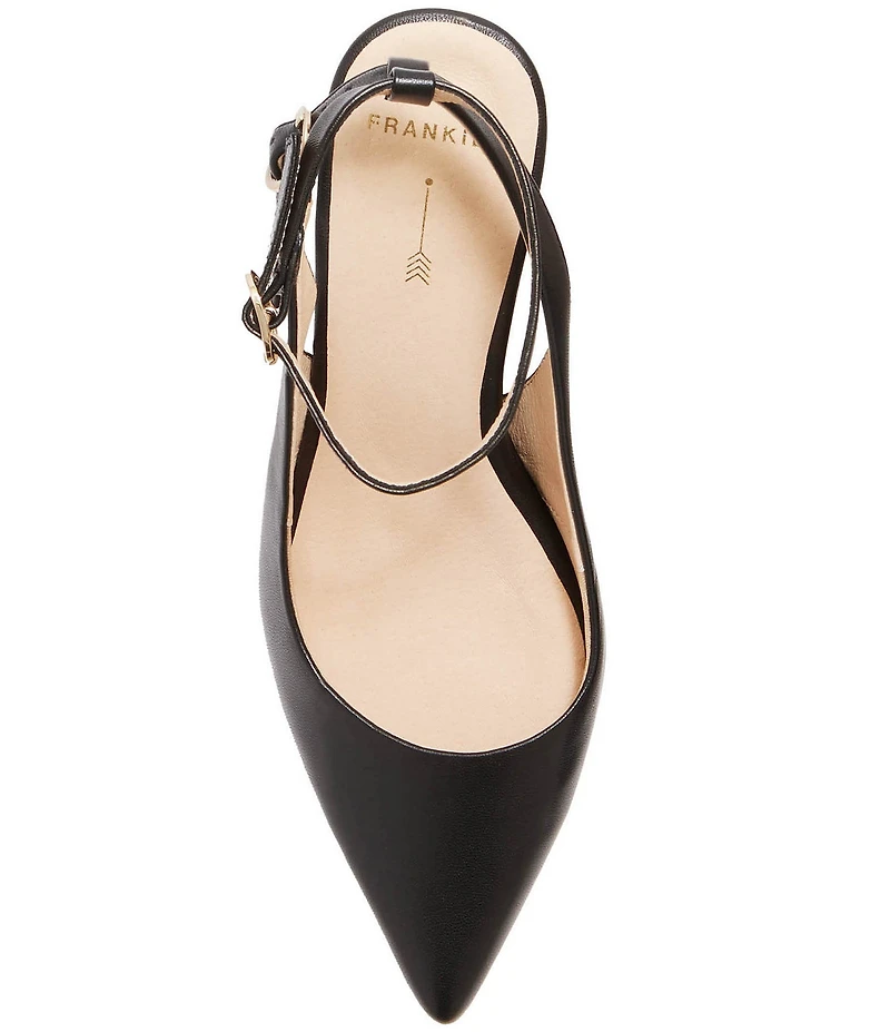 FRANKIE4 Gigi Leather Pointed Toe Slingback Ankle Strap Pumps