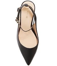 FRANKIE4 Gigi Leather Pointed Toe Slingback Ankle Strap Pumps