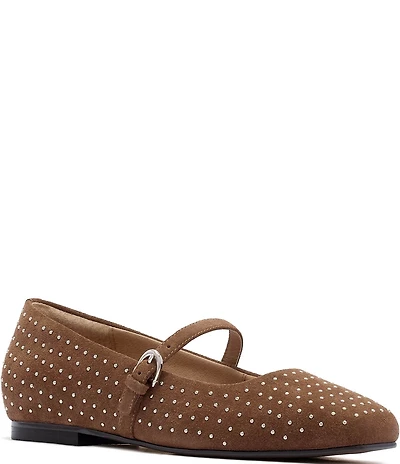 FRANKIE4 Hepburn Studded Suede Mary Jane Ballet Flats