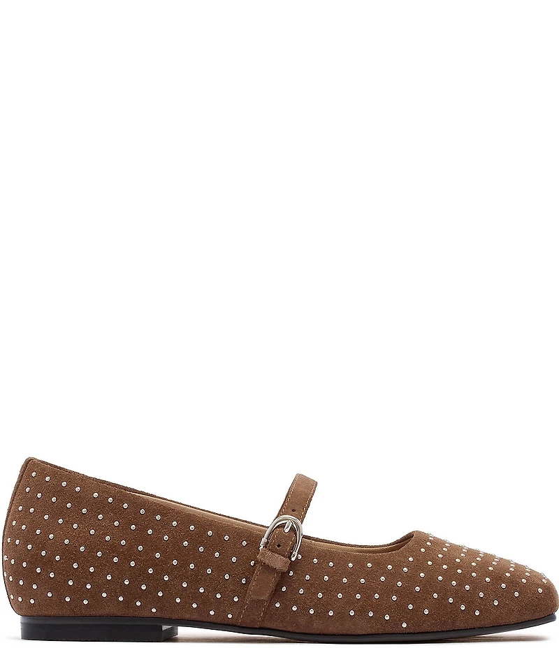 FRANKIE4 Hepburn Studded Suede Mary Jane Ballet Flats
