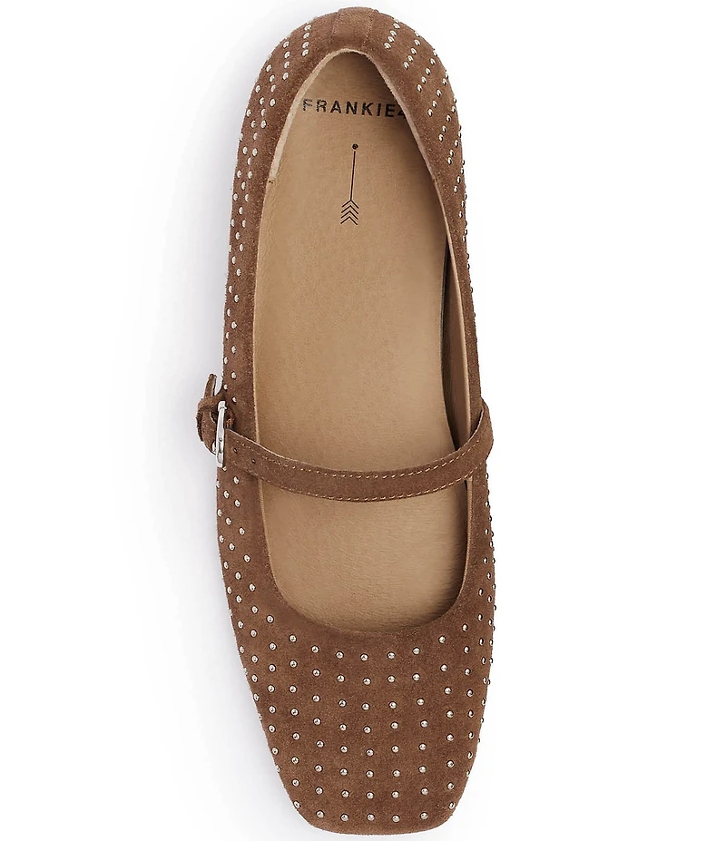 FRANKIE4 Hepburn Studded Suede Mary Jane Ballet Flats