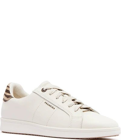 FRANKIE4 Jackie V Leather Zebra Print Detail Lace Up Sneakers