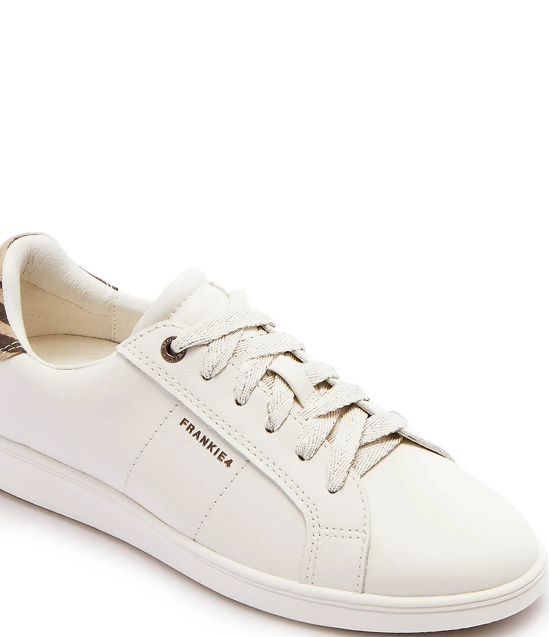 FRANKIE4 Jackie V Leather Zebra Print Detail Lace Up Sneakers