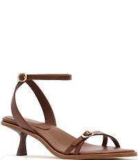 FRANKIE4 Jolie Leather Ankle Wrap Kitten Heel Dress Sandals