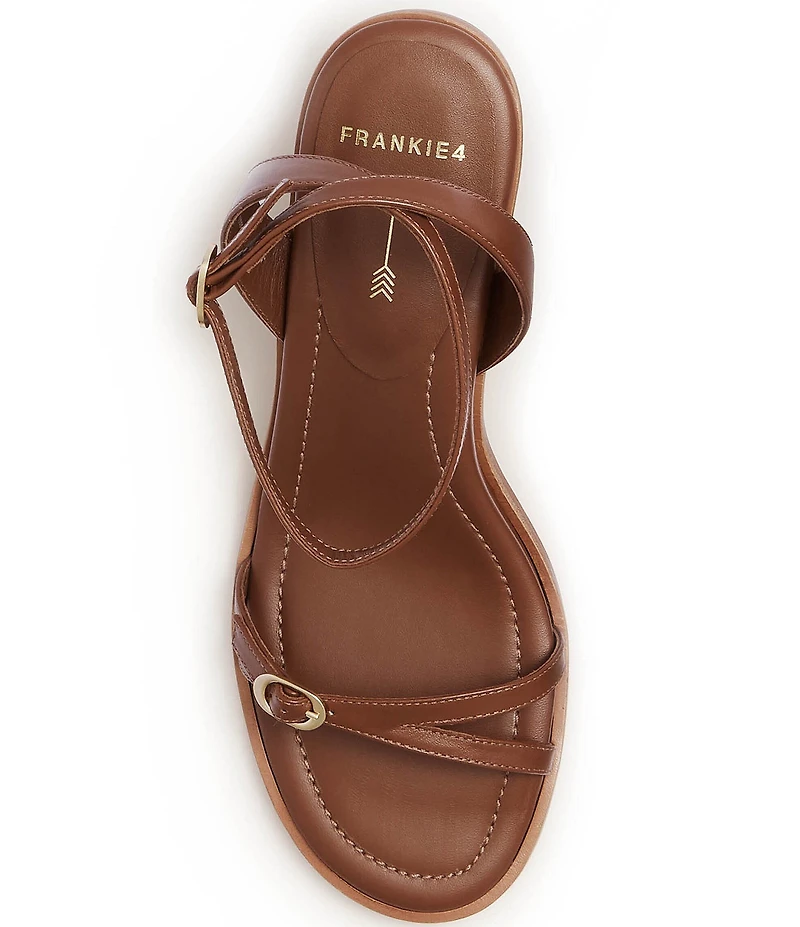 FRANKIE4 Jolie Leather Ankle Wrap Kitten Heel Dress Sandals