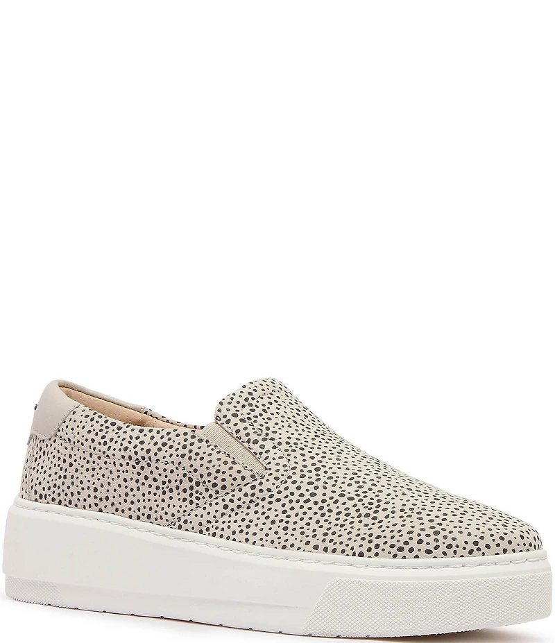 FRANKIE4 Maxwell Leopard Spot Print Suede Slip On Platform Sneakers