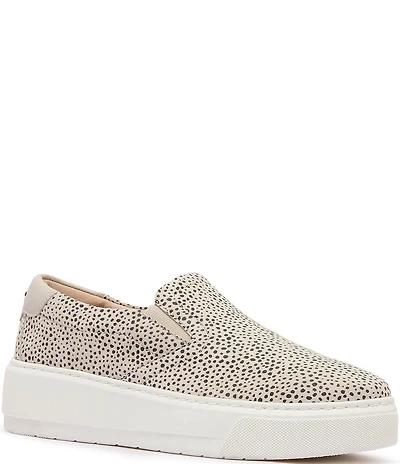 FRANKIE4 Maxwell Leopard Spot Print Suede Slip On Platform Sneakers