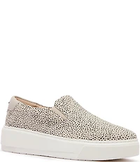 FRANKIE4 Maxwell Leopard Spot Print Suede Slip On Platform Sneakers