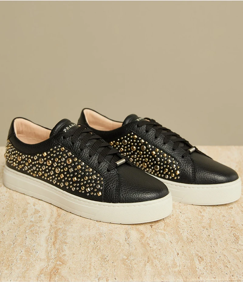 FRANKIE4 Mim V Studded Leather Lace Up Sneakers