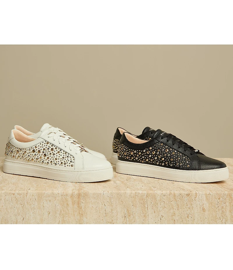 FRANKIE4 Mim V Studded Leather Lace Up Sneakers