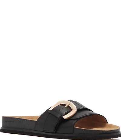 FRANKIE4 Monterey Leather Buckled Footbed Slide Sandals