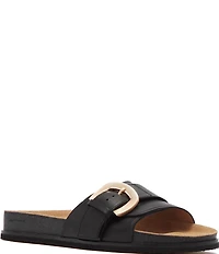 FRANKIE4 Monterey Leather Buckled Footbed Slide Sandals