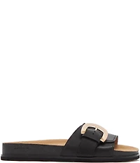 FRANKIE4 Monterey Leather Buckled Footbed Slide Sandals