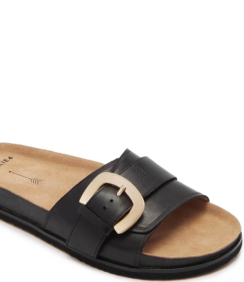 FRANKIE4 Monterey Leather Buckled Footbed Slide Sandals