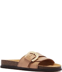 FRANKIE4 Monterey Leather Buckled Footbed Slide Sandals