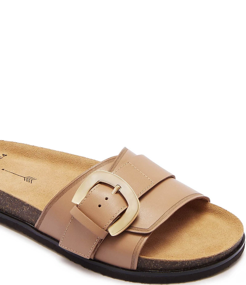 FRANKIE4 Monterey Leather Buckled Footbed Slide Sandals