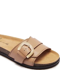 FRANKIE4 Monterey Leather Buckled Footbed Slide Sandals