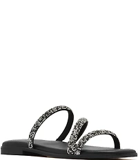 FRANKIE4 Remy Crystal Asymmetrical Square Toe Slide Sandals
