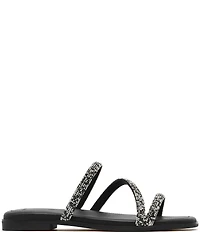 FRANKIE4 Remy Crystal Asymmetrical Square Toe Slide Sandals