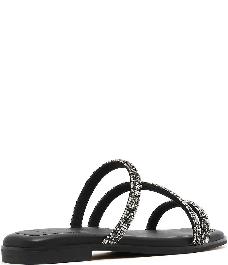 FRANKIE4 Remy Crystal Asymmetrical Square Toe Slide Sandals